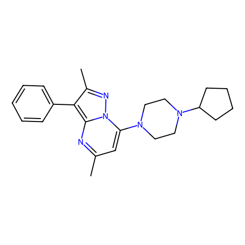 7-(4-Cyclopentylpiperazin-1-yl)-2,5-dimethyl-3-phenylpyrazolo[1,5-a]pyrimidine structure