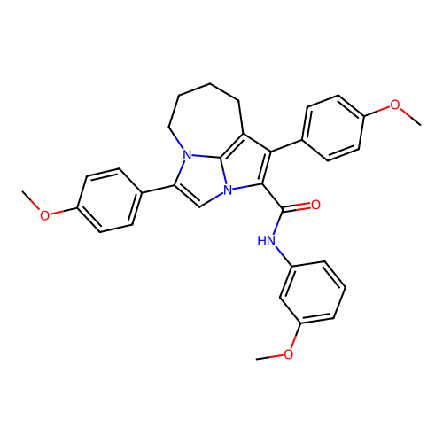 N-(3-methoxyphenyl)-1,4-bis(4-methoxyphenyl)-5,6,7,8-tetrahydro-2a,4a-diazacyclopenta[cd]azulene-2-carboxamide structure