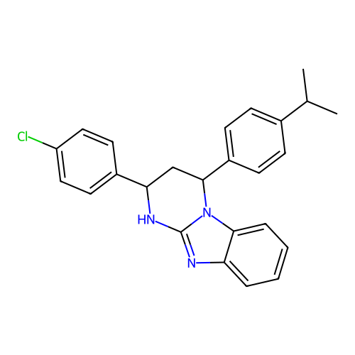 2-(4-chlorophenyl)-4-(4-isopropylphenyl)-1,2,3,4-tetrahydrobenzo[4,5]imidazo[1,2-a]pyrimidine structure