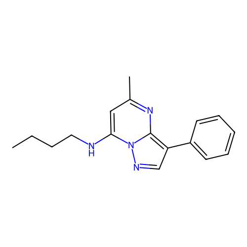 N-butyl-5-methyl-3-phenylpyrazolo[1,5-a]pyrimidin-7-amine structure