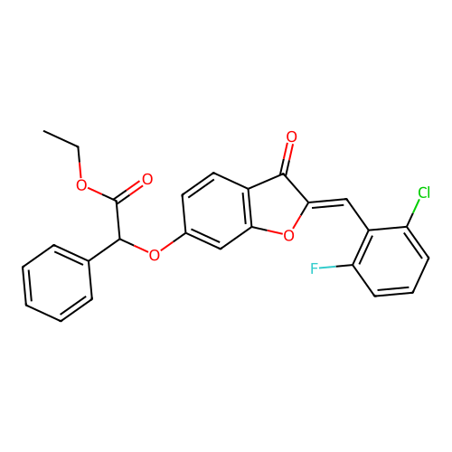 (Z)-ethyl 2-((2-(2-chloro-6-fluorobenzylidene)-3-oxo-2,3-dihydrobenzofuran-6-yl)oxy)-2-phenylacetate structure