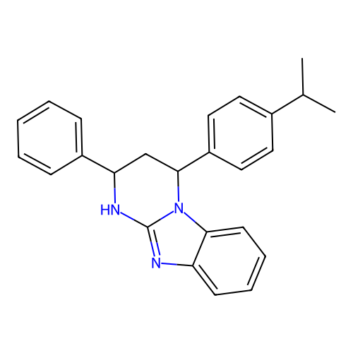 2-phenyl-4-(4-propan-2-ylphenyl)-2,3,4,10-tetrahydropyrimido[1,2-a]benzimidazole structure