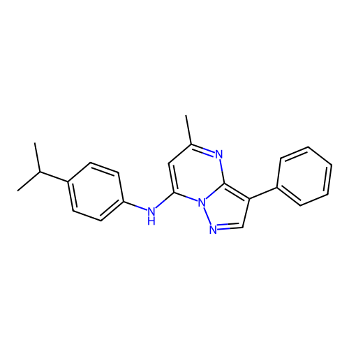 5-methyl-3-phenyl-N-[4-(propan-2-yl)phenyl]pyrazolo[1,5-a]pyrimidin-7-amine structure