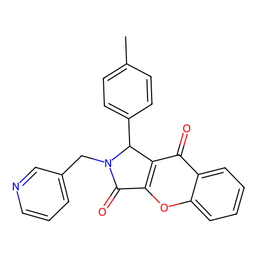 1-(4-methylphenyl)-2-(pyridin-3-ylmethyl)-1,2-dihydrochromeno[2,3-c]pyrrole-3,9-dione structure