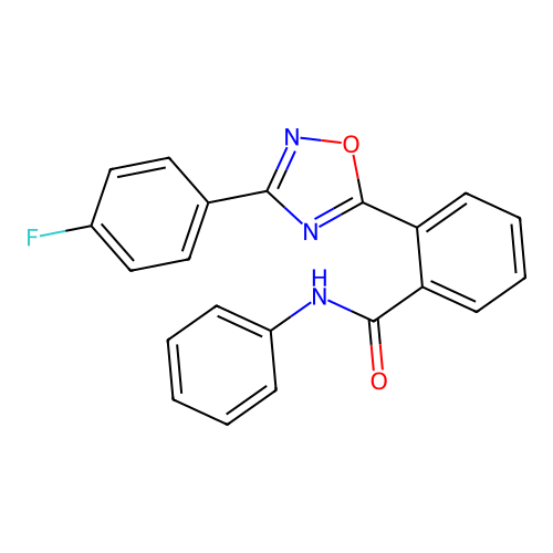 2-[3-(4-fluorophenyl)-1,2,4-oxadiazol-5-yl]-N-phenylbenzamide structure