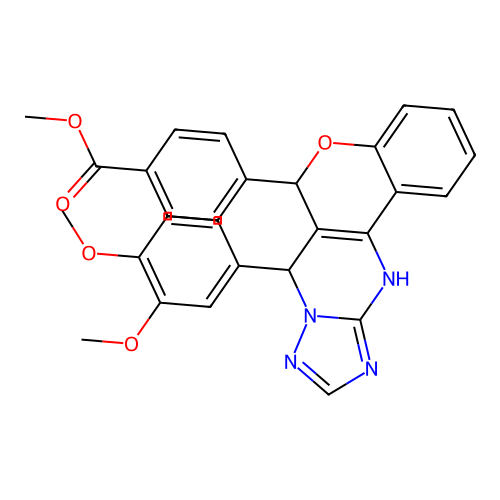 methyl 4-(7-(3,4-dimethoxyphenyl)-7,12-dihydro-6H-chromeno[4,3-d][1,2,4]triazolo[1,5-a]pyrimidin-6-yl)benzoate structure