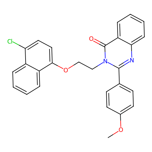 3-[2-(4-chloronaphthalen-1-yl)oxyethyl]-2-(4-methoxyphenyl)quinazolin-4-one structure