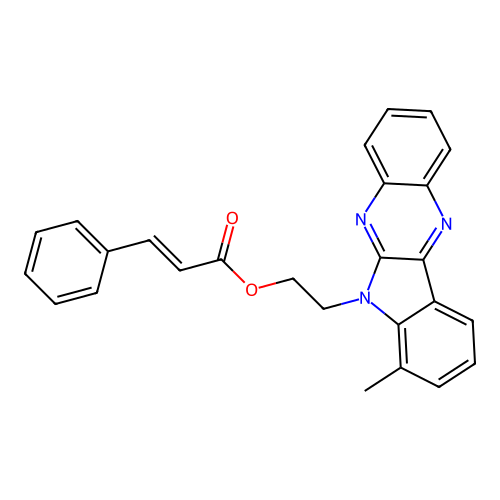2-(7-methyl-6H-indolo[2,3-b]quinoxalin-6-yl)ethyl (2E)-3-phenylprop-2-enoate structure