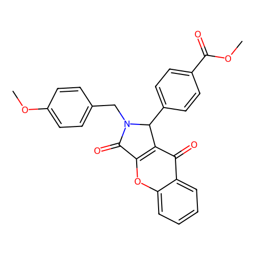 methyl 4-[2-(4-methoxybenzyl)-3,9-dioxo-1,2,3,9-tetrahydrochromeno[2,3-c]pyrrol-1-yl]benzoate structure