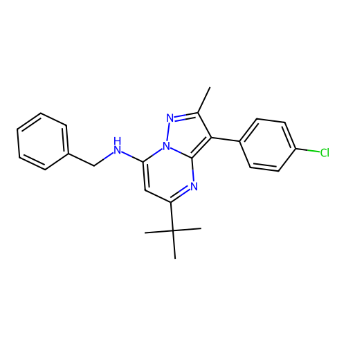N-benzyl-5-tert-butyl-3-(4-chlorophenyl)-2-methylpyrazolo[1,5-a]pyrimidin-7-amine structure