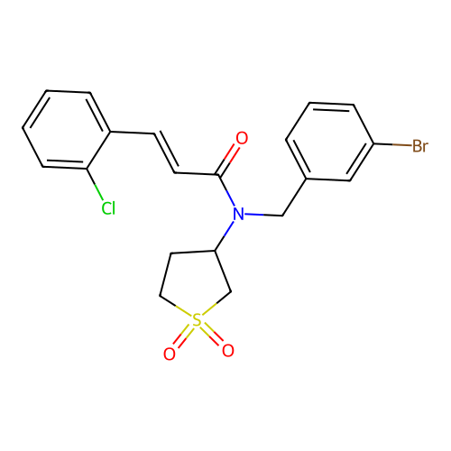 (2E)-N-(3-bromobenzyl)-3-(2-chlorophenyl)-N-(1,1-dioxidotetrahydrothiophen-3-yl)prop-2-enamide structure