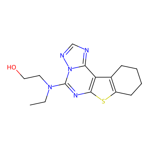 2-(ethyl(8,9,10,11-tetrahydrobenzo[4,5]thieno[3,2-e][1,2,4]triazolo[1,5-c]pyrimidin-5-yl)amino)ethanol structure