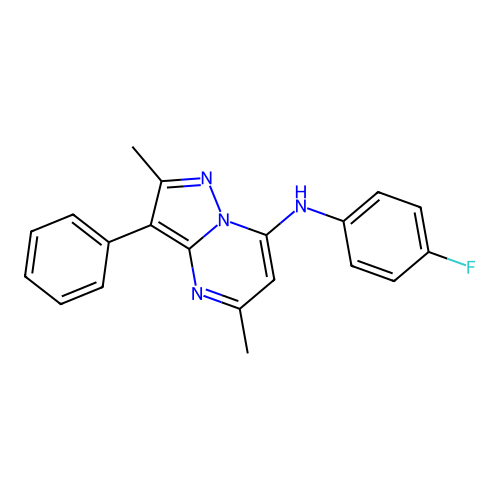 N-(4-fluorophenyl)-2,5-dimethyl-3-phenylpyrazolo[1,5-a]pyrimidin-7-amine structure