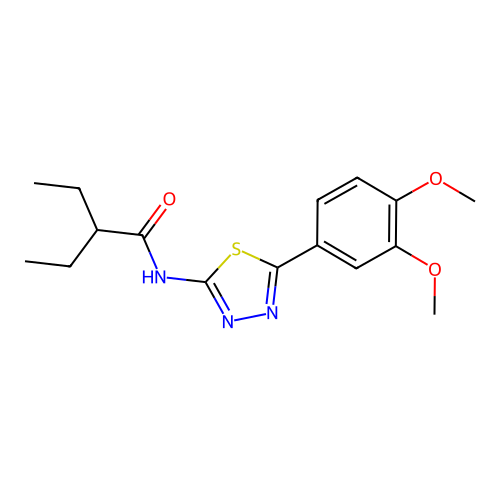 N-[5-(3,4-dimethoxyphenyl)-1,3,4-thiadiazol-2-yl]-2-ethylbutanamide structure