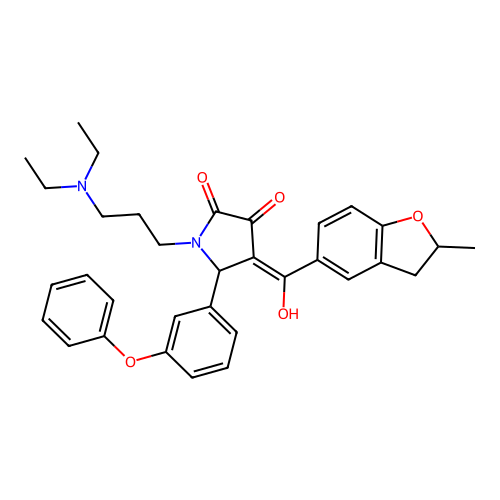 (4E)-1-[3-(diethylamino)propyl]-4-[hydroxy-(2-methyl-2,3-dihydro-1-benzofuran-5-yl)methylidene]-5-(3-phenoxyphenyl)pyrrolidine-2,3-dione structure