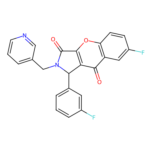 7-fluoro-1-(3-fluorophenyl)-2-(pyridin-3-ylmethyl)-1,2-dihydrochromeno[2,3-c]pyrrole-3,9-dione structure