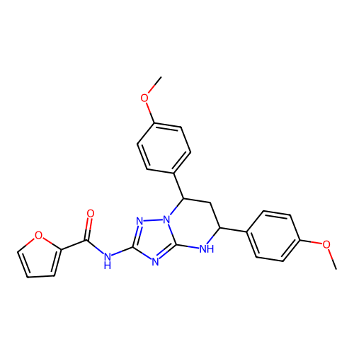 N-(5,7-bis(4-methoxyphenyl)-4,5,6,7-tetrahydro-[1,2,4]triazolo[1,5-a]pyrimidin-2-yl)furan-2-carboxamide structure