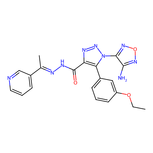 (E)-1-(4-amino-1,2,5-oxadiazol-3-yl)-5-(3-ethoxyphenyl)-N'-(1-(pyridin-3-yl)ethylidene)-1H-1,2,3-triazole-4-carbohydrazide structure