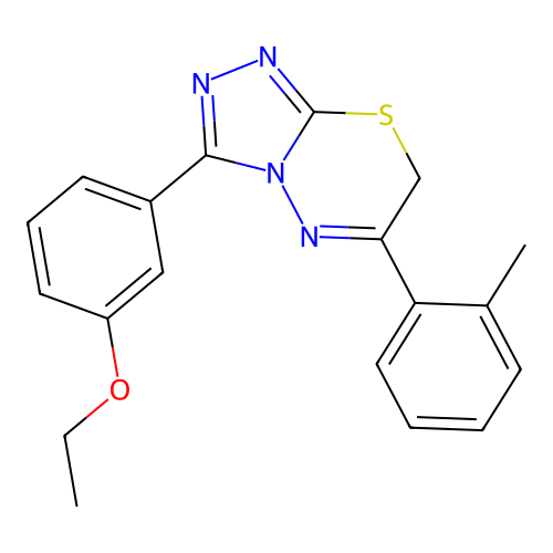 3-(3-ethoxyphenyl)-6-(2-methylphenyl)-7H-[1,2,4]triazolo[3,4-b][1,3,4]thiadiazine structure