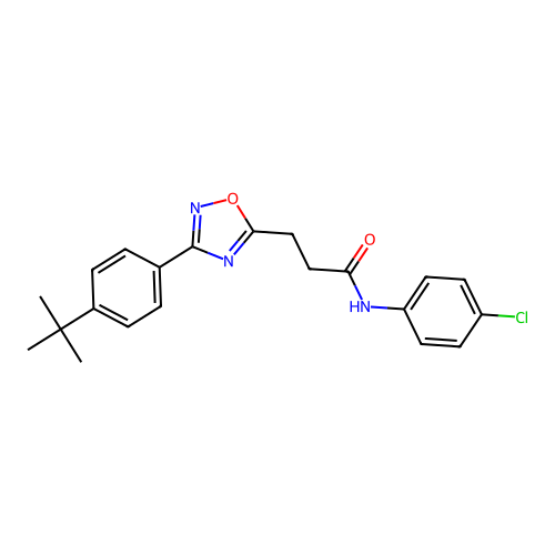 3-[3-(4-tert-butylphenyl)-1,2,4-oxadiazol-5-yl]-N-(4-chlorophenyl)propanamide structure
