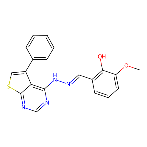 2-Methoxy-6-[[(5-phenylthieno[2,3-d]pyrimidin-4-yl)hydrazinylidene]methyl]phenol structure
