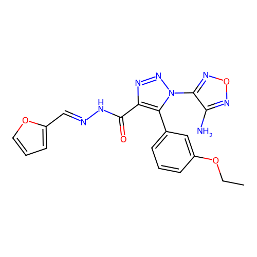 (E)-1-(4-amino-1,2,5-oxadiazol-3-yl)-5-(3-ethoxyphenyl)-N'-(furan-2-ylmethylene)-1H-1,2,3-triazole-4-carbohydrazide structure