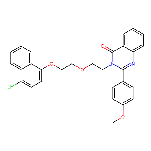 3-[2-[2-(4-chloronaphthalen-1-yl)oxyethoxy]ethyl]-2-(4-methoxyphenyl)quinazolin-4-one structure