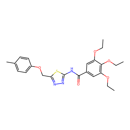 3,4,5-triethoxy-N-[5-[(4-methylphenoxy)methyl]-1,3,4-thiadiazol-2-yl]benzamide structure