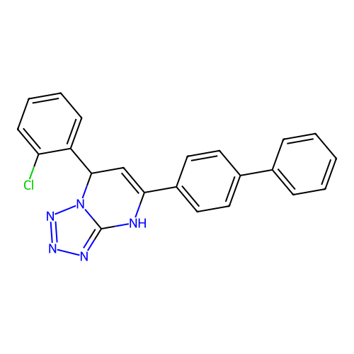 5-(Biphenyl-4-yl)-7-(2-chlorophenyl)-3,7-dihydrotetrazolo[1,5-a]pyrimidine structure