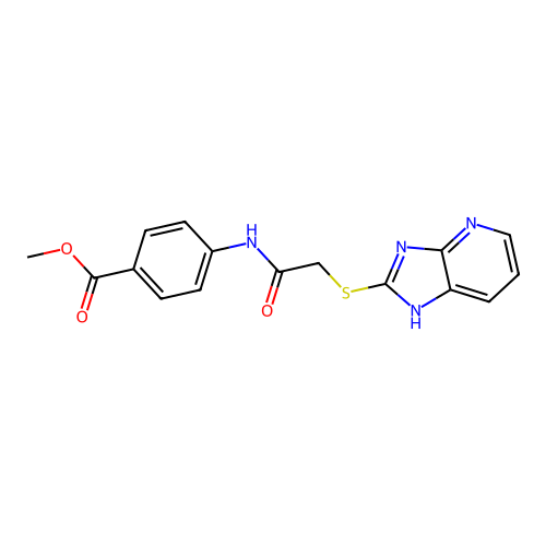 methyl 4-[[2-(1H-imidazo[4,5-b]pyridin-2-ylsulfanyl)acetyl]amino]benzoate structure