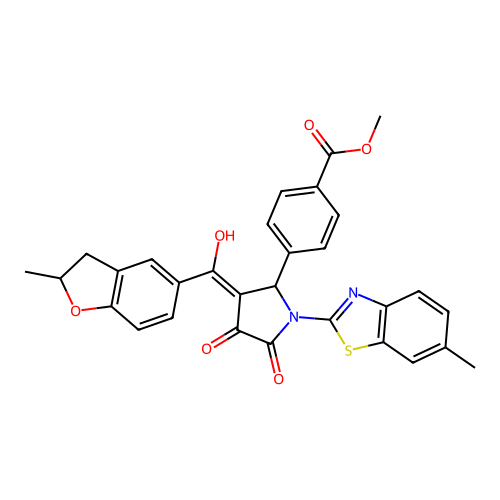 methyl 4-(4-hydroxy-3-(2-methyl-2,3-dihydrobenzofuran-5-carbonyl)-1-(6-methylbenzo[d]thiazol-2-yl)-5-oxo-2,5-dihydro-1H-pyrrol-2-yl)benzoate structure