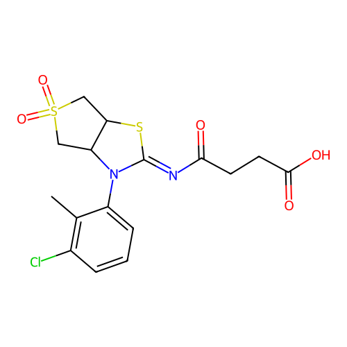 (Z)-4-((3-(3-chloro-2-methylphenyl)-5,5-dioxidotetrahydrothieno[3,4-d]thiazol-2(3H)-ylidene)amino)-4-oxobutanoic acid structure