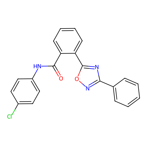 N-(4-chlorophenyl)-2-(3-phenyl-1,2,4-oxadiazol-5-yl)benzamide structure