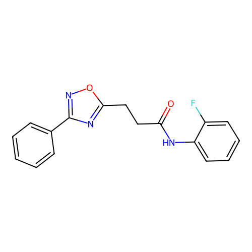 N-(2-fluorophenyl)-3-(3-phenyl-1,2,4-oxadiazol-5-yl)propanamide structure