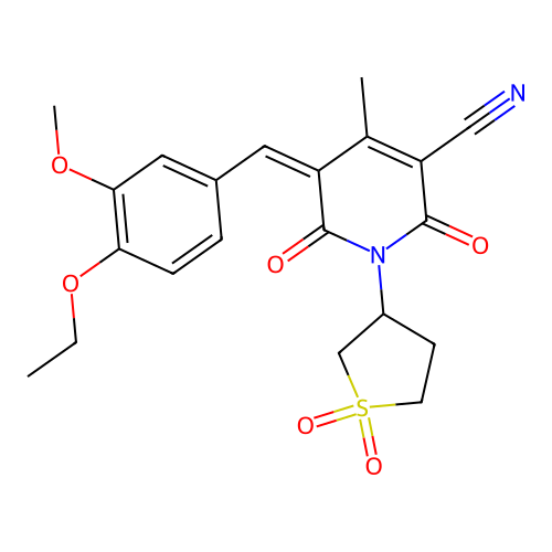(5Z)-1-(1,1-dioxothiolan-3-yl)-5-[(4-ethoxy-3-methoxyphenyl)methylidene]-4-methyl-2,6-dioxopyridine-3-carbonitrile structure