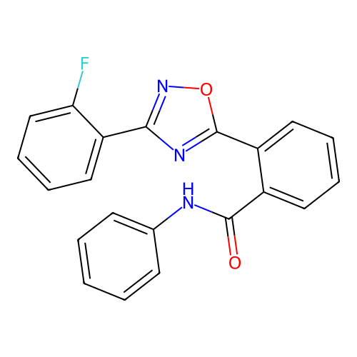 2-[3-(2-fluorophenyl)-1,2,4-oxadiazol-5-yl]-N-phenylbenzamide structure