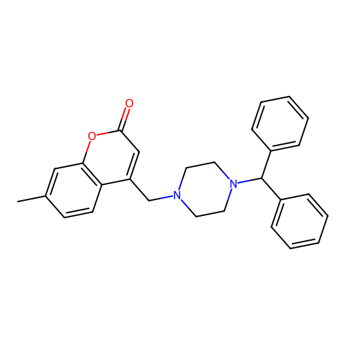 4-[(4-benzhydrylpiperazino)methyl]-7-methyl-2H-chromen-2-one structure