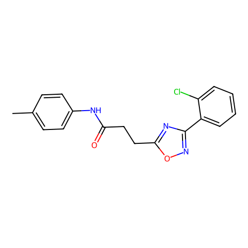 3-[3-(2-chlorophenyl)-1,2,4-oxadiazol-5-yl]-N-(4-methylphenyl)propanamide structure