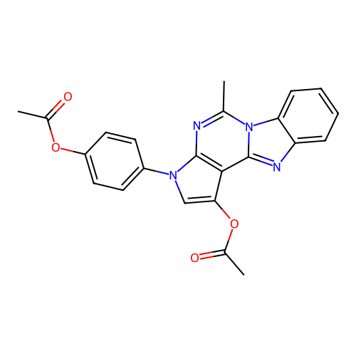 4-[1-(acetyloxy)-5-methyl-3H-pyrrolo[2',3':4,5]pyrimido[1,6-a]benzimidazol-3-yl]phenyl acetate structure