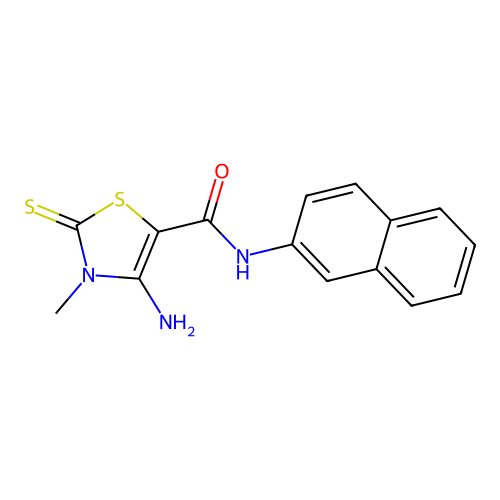 4-amino-3-methyl-N-(naphthalen-2-yl)-2-thioxo-2,3-dihydro-1,3-thiazole-5-carboxamide structure