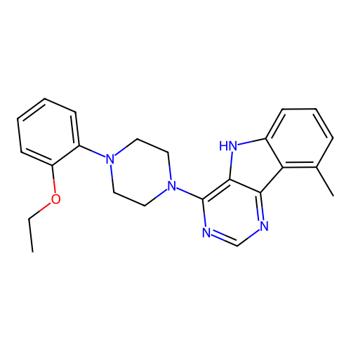 4-[4-(2-ethoxyphenyl)piperazin-1-yl]-9-methyl-5H-pyrimido[5,4-b]indole structure