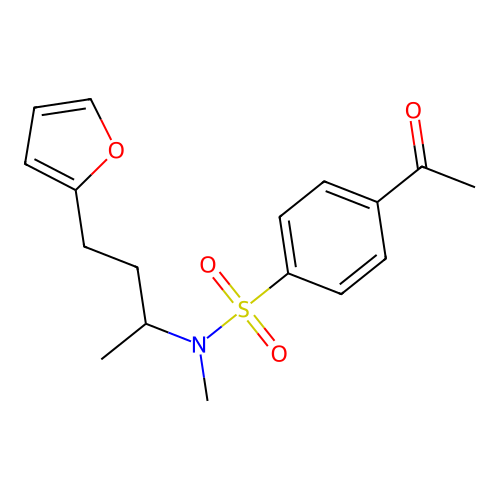 4-acetyl-N-[4-(furan-2-yl)butan-2-yl]-N-methylbenzenesulfonamide structure