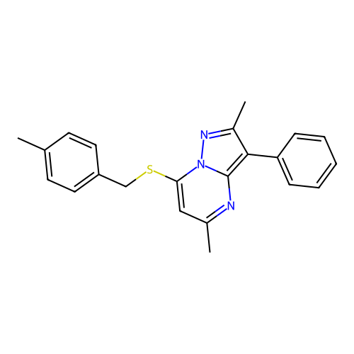 2,5-Dimethyl-7-[(4-methylbenzyl)sulfanyl]-3-phenylpyrazolo[1,5-a]pyrimidine structure