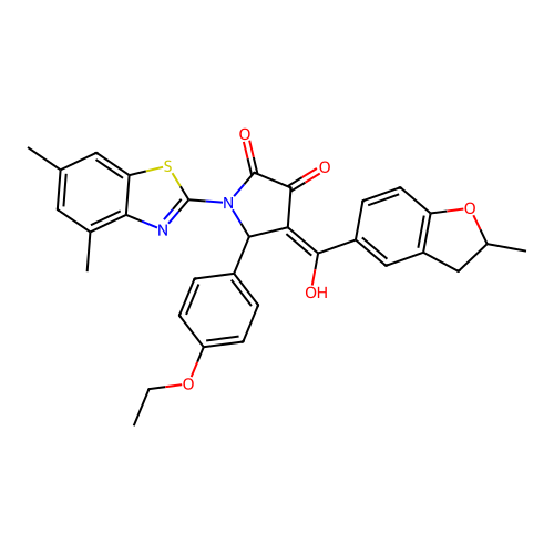 (4E)-1-(4,6-dimethyl-1,3-benzothiazol-2-yl)-5-(4-ethoxyphenyl)-4-[hydroxy(2-methyl-2,3-dihydro-1-benzofuran-5-yl)methylidene]pyrrolidine-2,3-dione structure