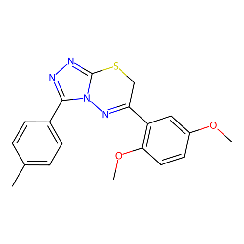 6-(2,5-dimethoxyphenyl)-3-(4-methylphenyl)-7H-[1,2,4]triazolo[3,4-b][1,3,4]thiadiazine structure