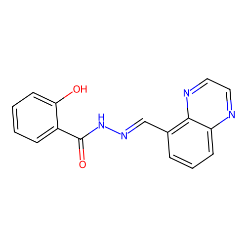 2-hydroxy-N'-[(E)-quinoxalin-5-ylmethylidene]benzohydrazide structure