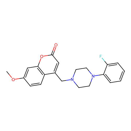 4-((4-(2-fluorophenyl)piperazin-1-yl)methyl)-7-methoxy-2H-chromen-2-one structure