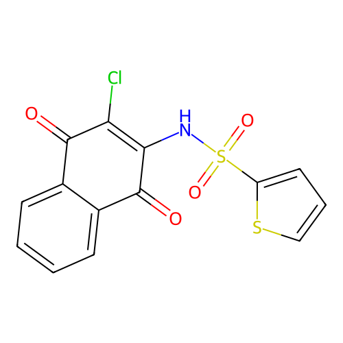 N-(3-chloro-1,4-dioxo-1,4-dihydronaphthalen-2-yl)thiophene-2-sulfonamide structure