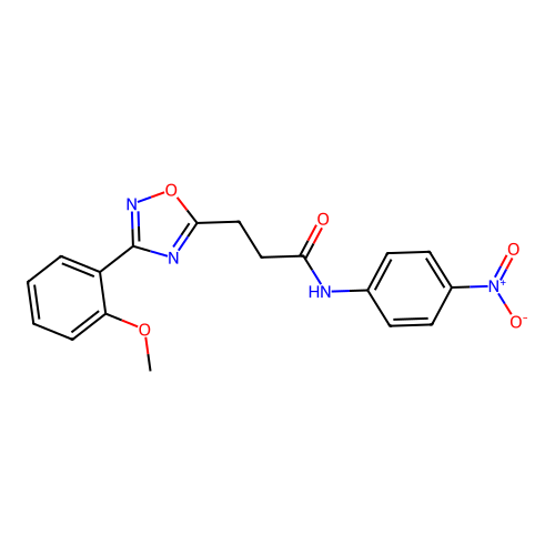 3-[3-(2-methoxyphenyl)-1,2,4-oxadiazol-5-yl]-N-(4-nitrophenyl)propanamide structure