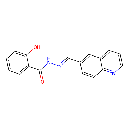 2-hydroxy-N'-[(E)-quinolin-6-ylmethylidene]benzohydrazide structure
